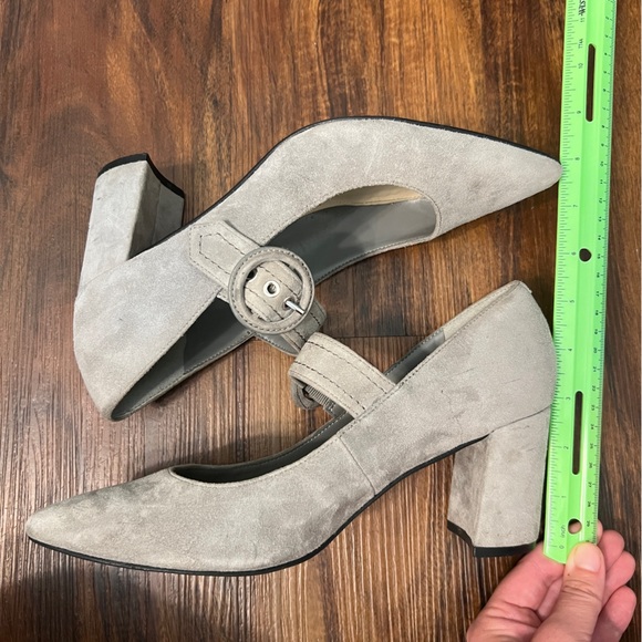 Marc Fisher Grey Suede Mary Jane Pumps w/ Buckle Closure - Picture 4 of 8